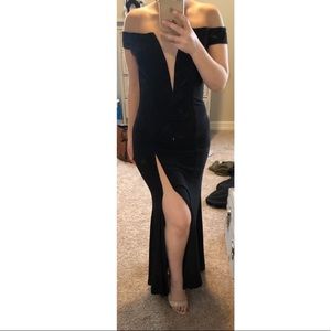 Off the shoulder black formal dress